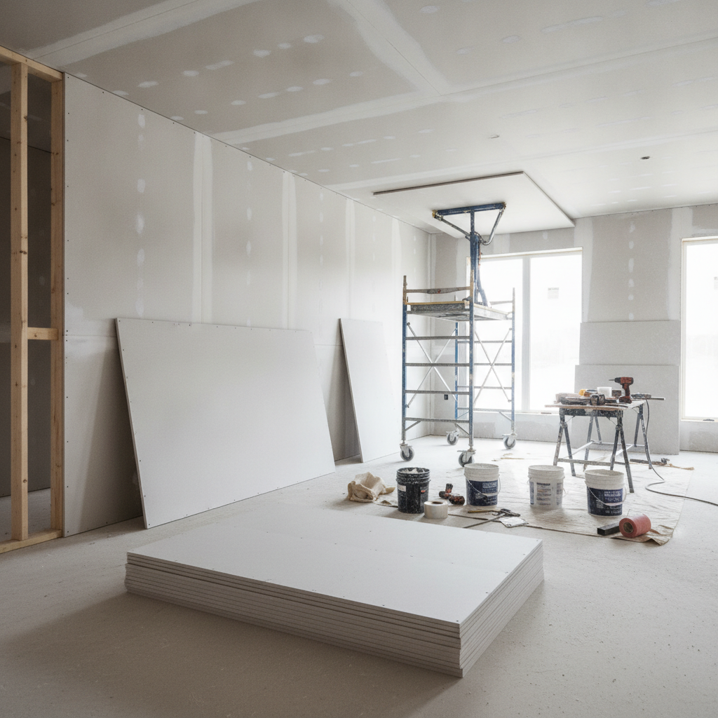Drywall Installation - No Face and No Text